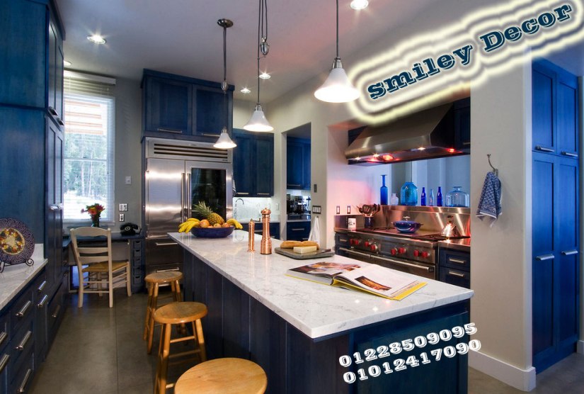Navy-blue-decor-kitchen-contemporary-with-glass-front-refrigerator-work-space-kitchen-island-8